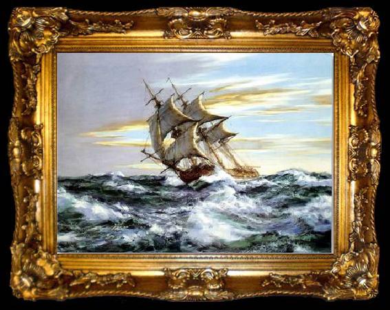 framed  unknow artist Seascape, boats, ships and warships. 139, ta009-2